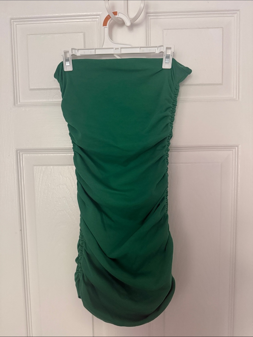 Zara Emerald Green Strapless Ruched Bodycon Dress